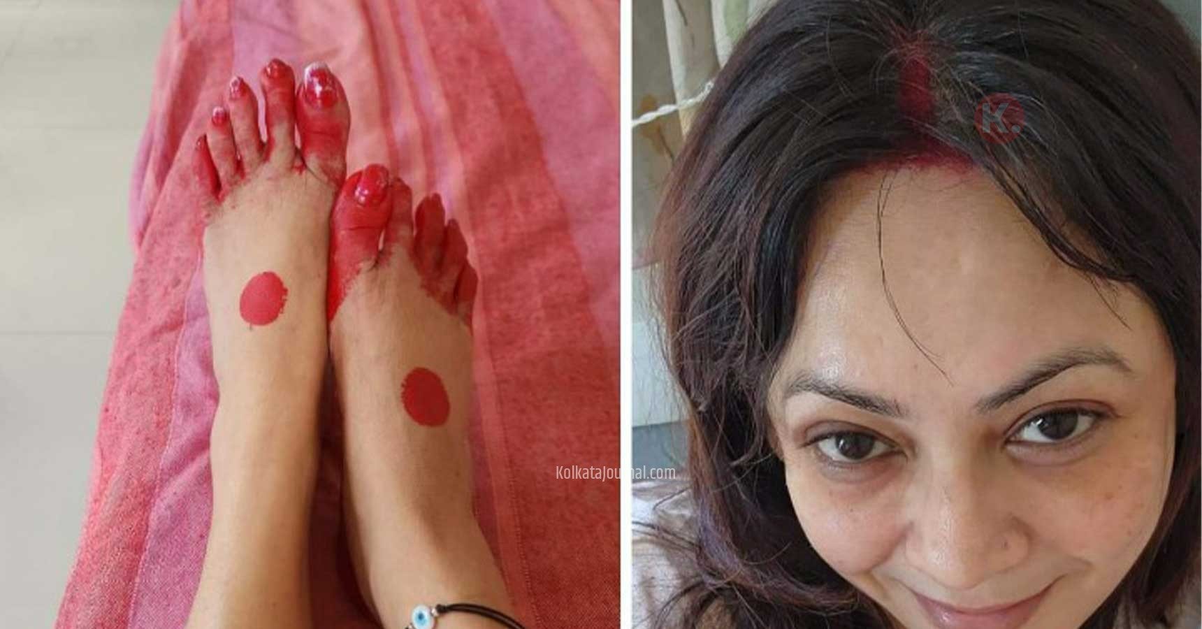 But did you finish the second marriage?â€ â€“ There is no relationship with  the husband, meanwhile, the picture of Srilekha is lying on the feet of  sindur filled with sindhi! Netizens are